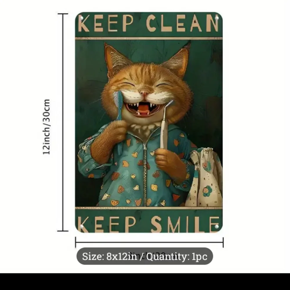 Cat Wall Art - Keep Clean Metal